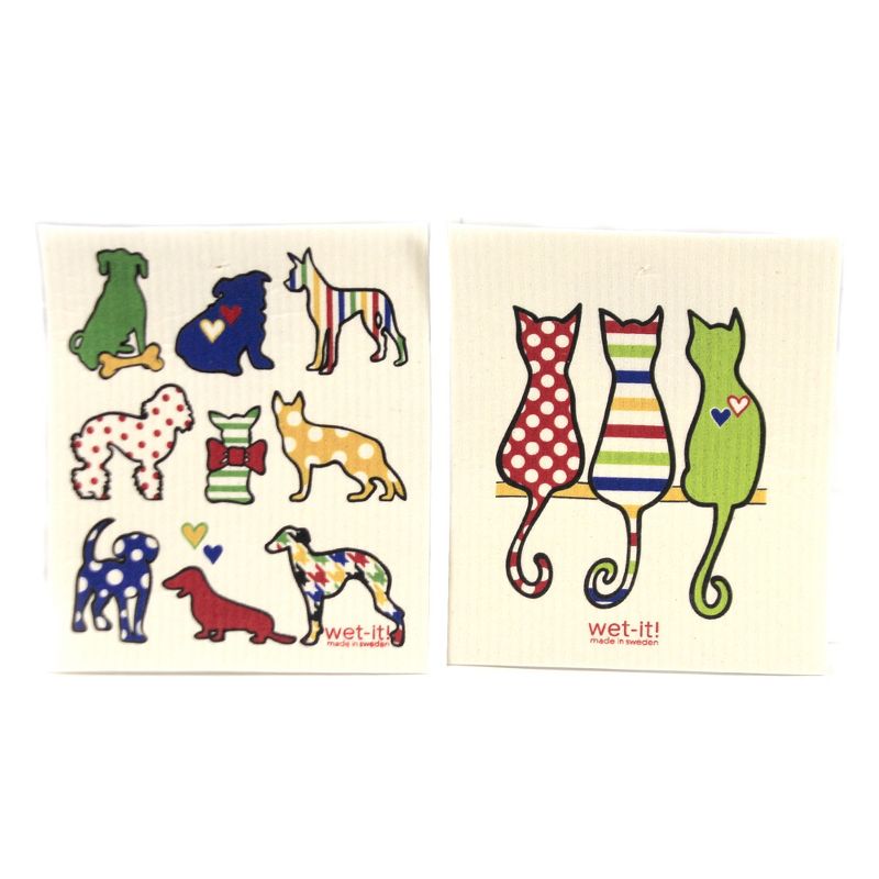 Swedish Dish Cloth 7.75" Dogs And Cats Cleaning Cloth Family Friends  -  Dish Cloth