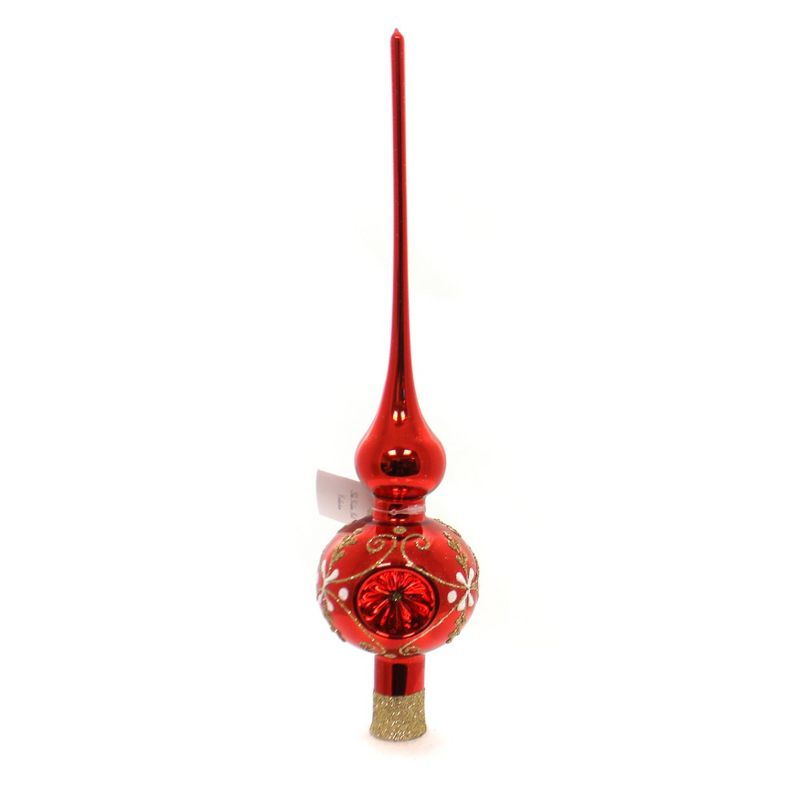 Golden Bell Collection 11.25" Red Treetopper W/Gold Design Finial Reflector  -  Tree Toppers
