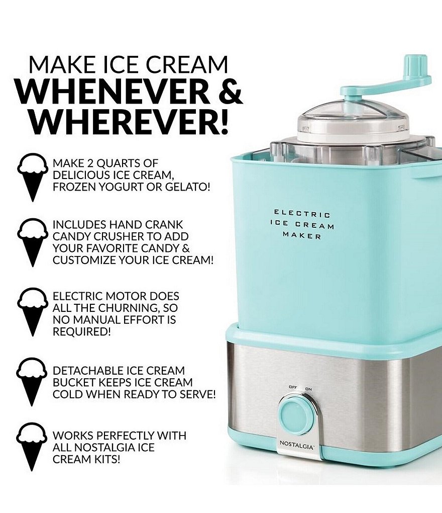 Nostalgia Electrics 2-Quart Ice Cream Maker with Candy Crusher