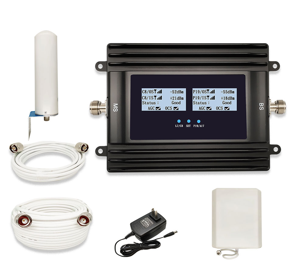 FCC approval 2G 3G 4G Signal Booster Work For AT&T T-Mobile Verizon Sprint With TWO Digital LCD Coverage Up To 12000 Sq ft With All Needed Antennas And Cables