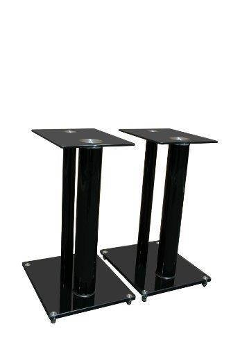 Mount-It! Premium Aluminum Glass Speaker Stands | Set of Two | Black