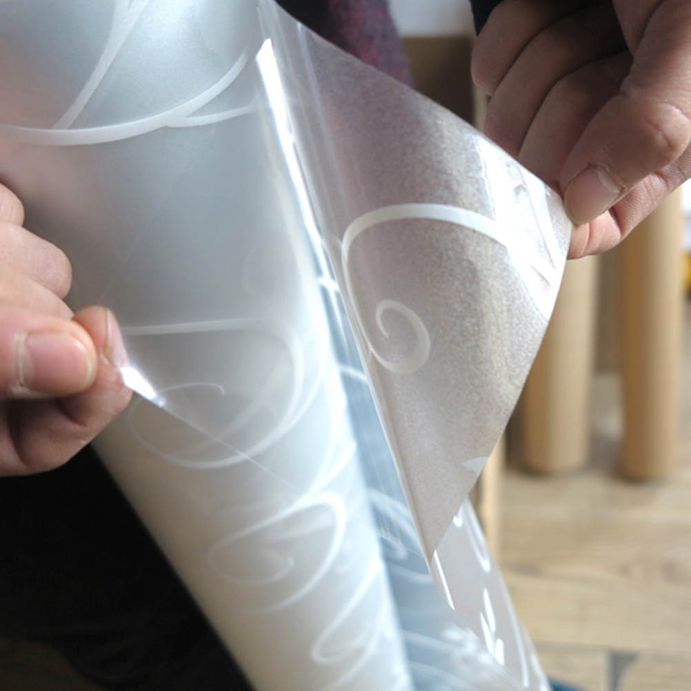 Decorative Self-Adhesive Privacy Window Film Iron Flower Frosted Glass Sticker Window Decals for Bathroom Bedroom Office Kitchen 45x100cm (White)