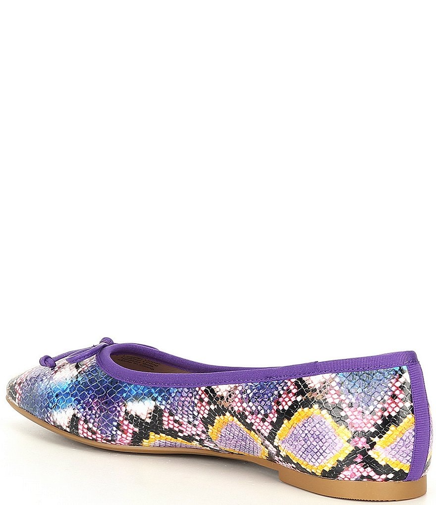 Deltan Quinn Snake Print Square Toe Ballet Flats