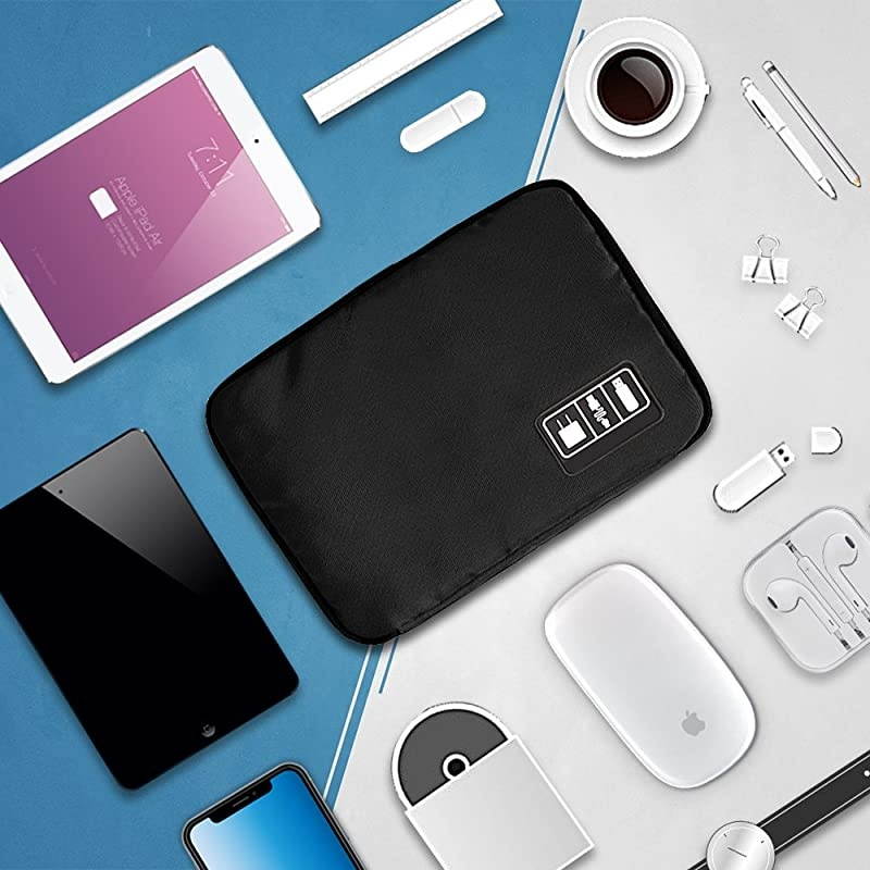 Accessories Organizer BagPortable Tech Gear Phone Accessories Storage Carrying Travel Case Bag Headphone Earphone Cable Organizer Bag M Black