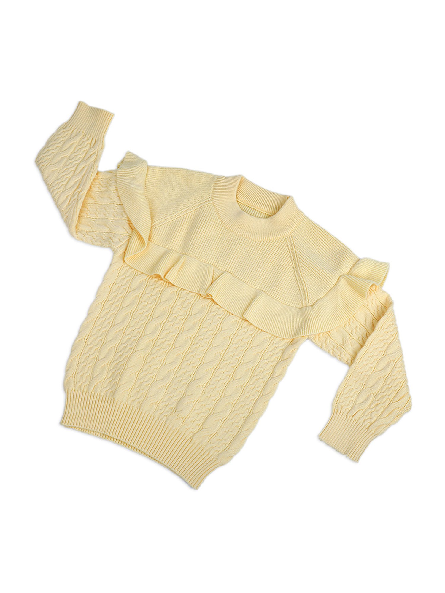 Elle Kids Black Solid Full Sleeves Sweater