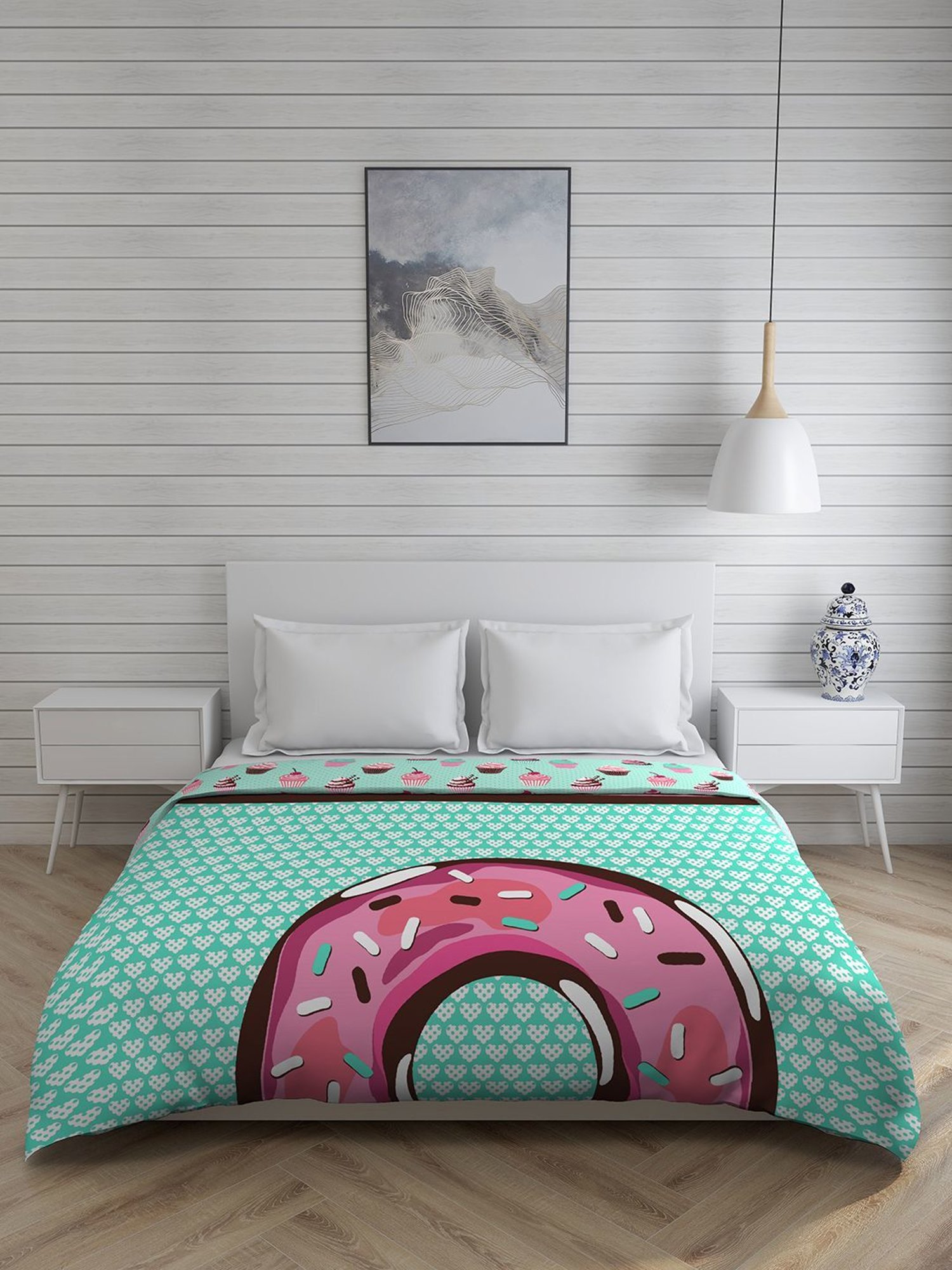 Boutique Living Rock & Room Printed Blue 210 TC Cotton Queen Comforter