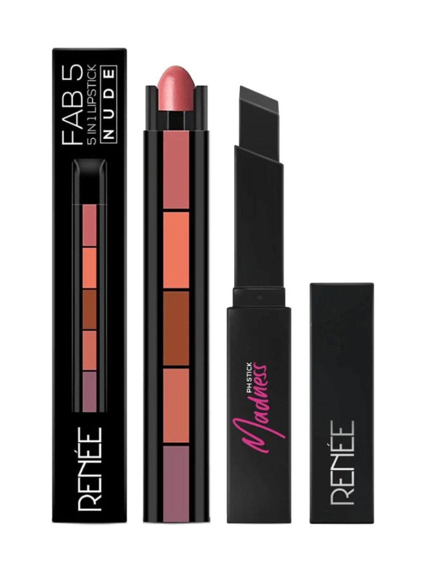 RENEE Fabness Combo Nude - Madness PH Stick & Fab 5 5-in-1 Lipstick