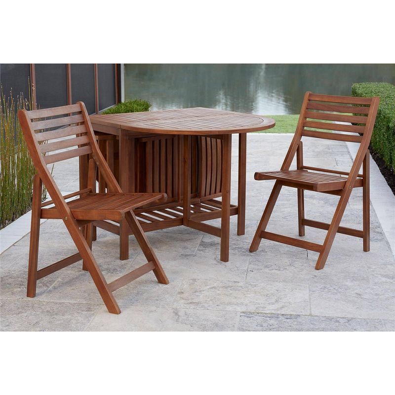 5pc Acacia Wood Folding Outdoor Dining Set with Chair Storage - Room & Joy