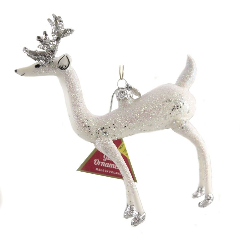Morawski 6.25" White & Silver Reindeer Ornament Christmas Deer Buck  -  Tree Ornaments