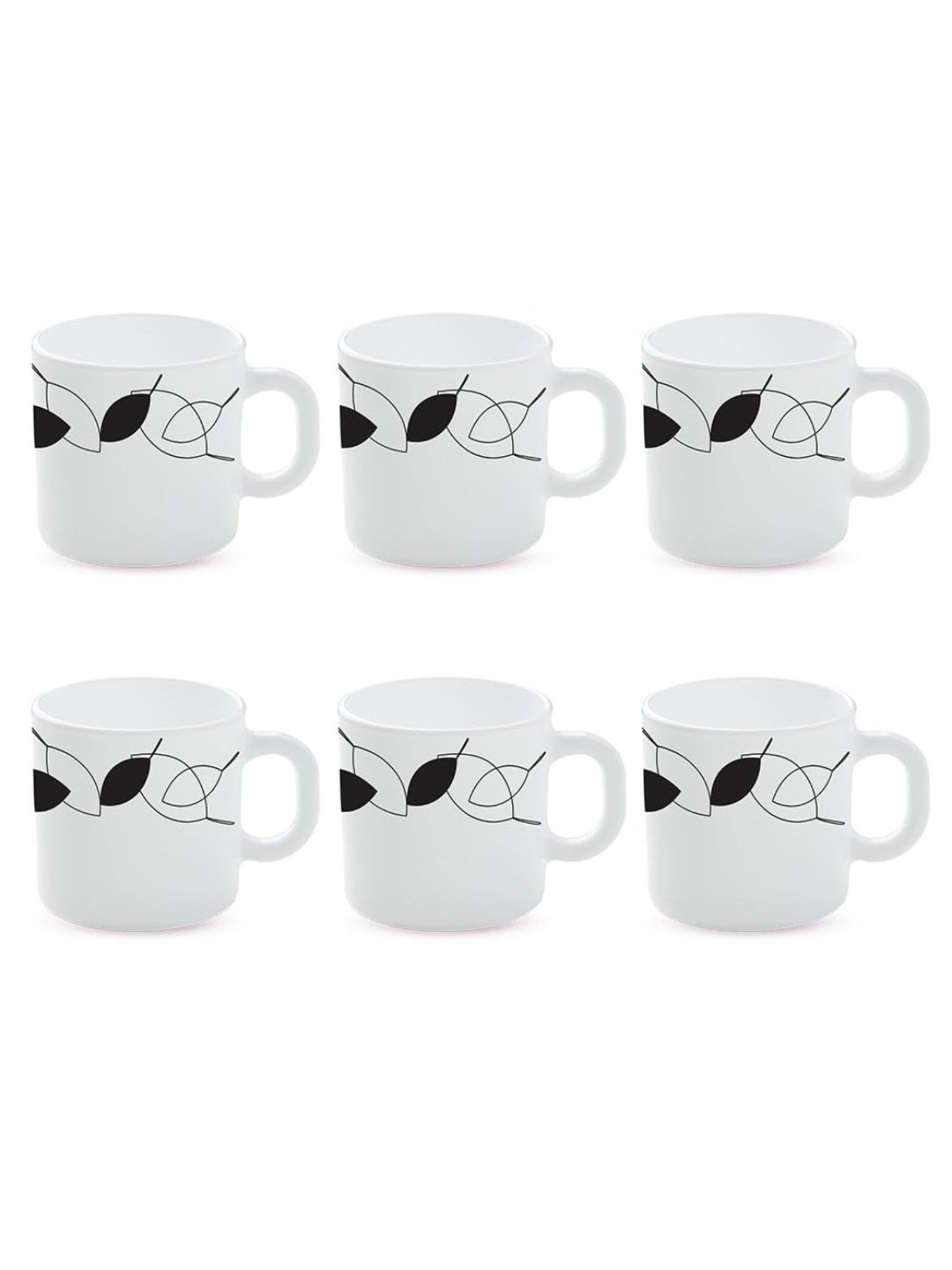 Larah by Borosil White Ceramic Tea & Coffee Mug - Set fo 6 180ml