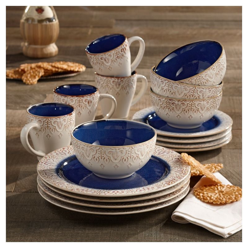 American Atelier Granada 16pc Dinnerware Set - Blue, White
