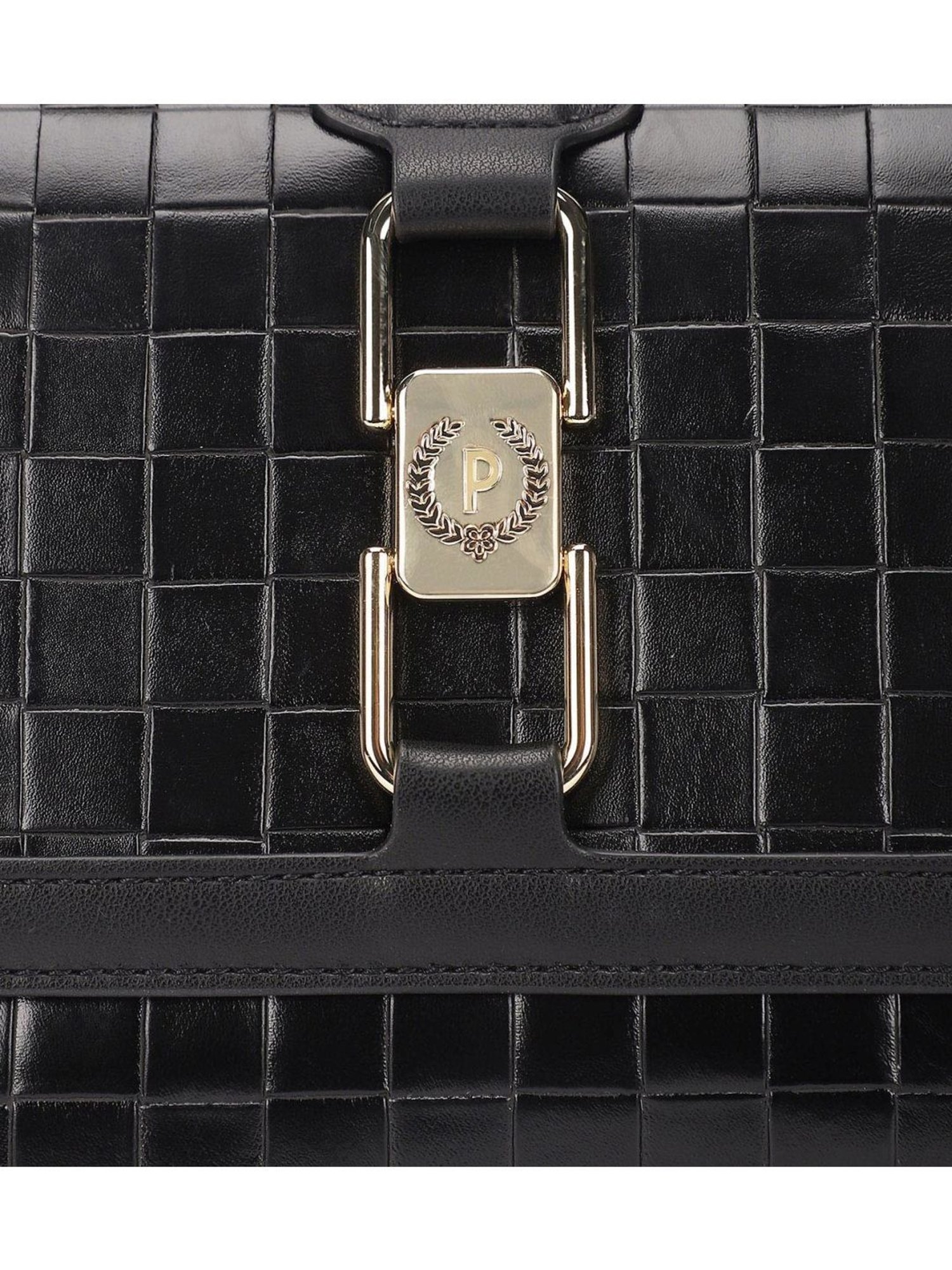 Pollini Black Textured Medium Shoulder Bag