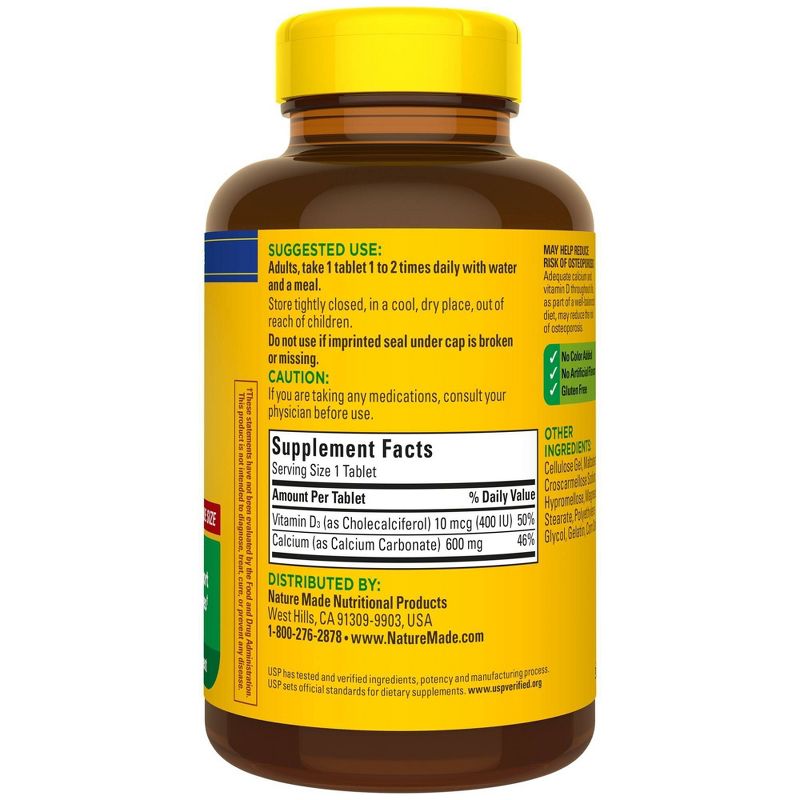 Nature Made Calcium 600 mg Tablets with Vitamin D3 - 220ct