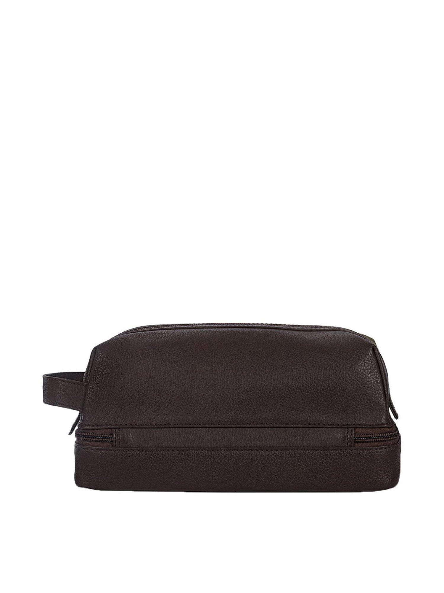 Louis Stitch Brunette Brown Leather Medium Toiletry Pouch