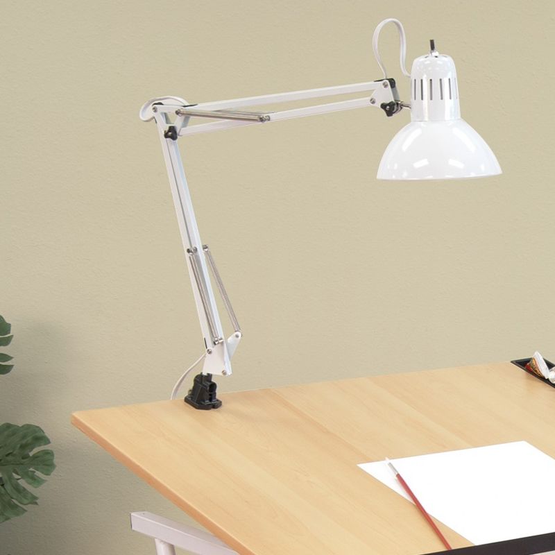 Studio Designs STDN-12024 13 Watt CFL Bulb Metal Swing Arm Drafting Table Desk Lamp, White
