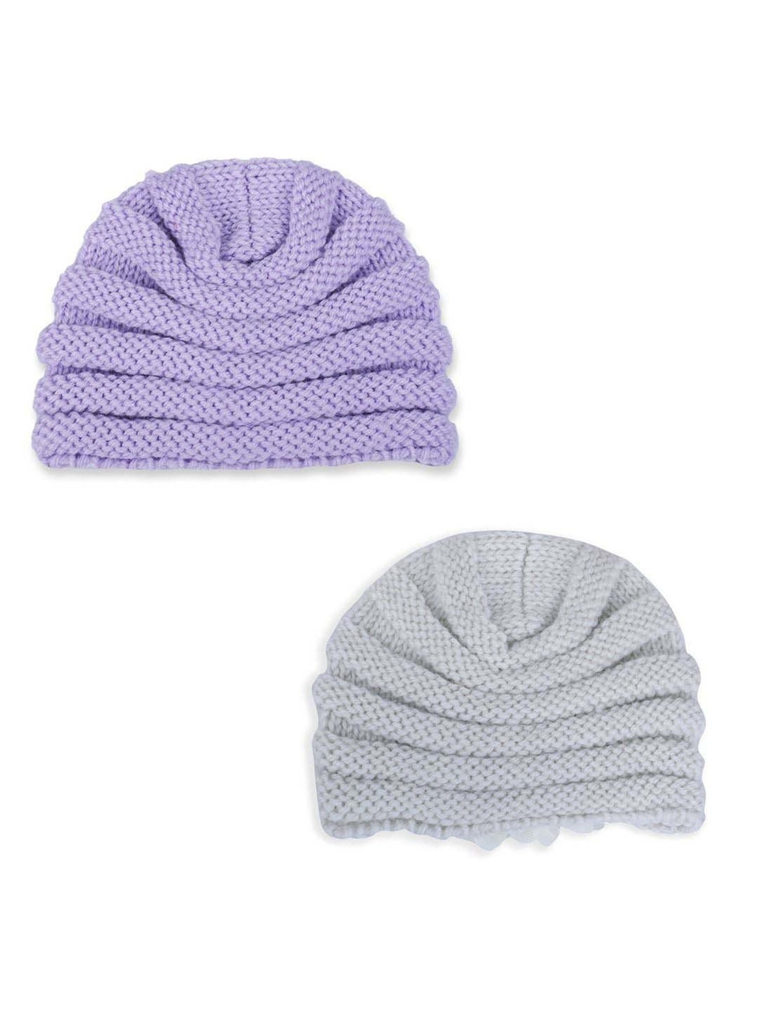 Baby Moo Kids Purple & Grey Applique Cap (Pack of 2)