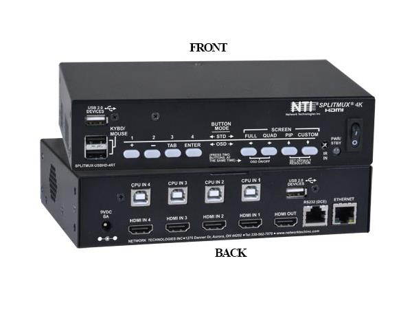 NTI SPLITMUX-USB4K-4RT 4K HDMI Quad Screen Splitter/Multiviewer w/2-Yr Warranty