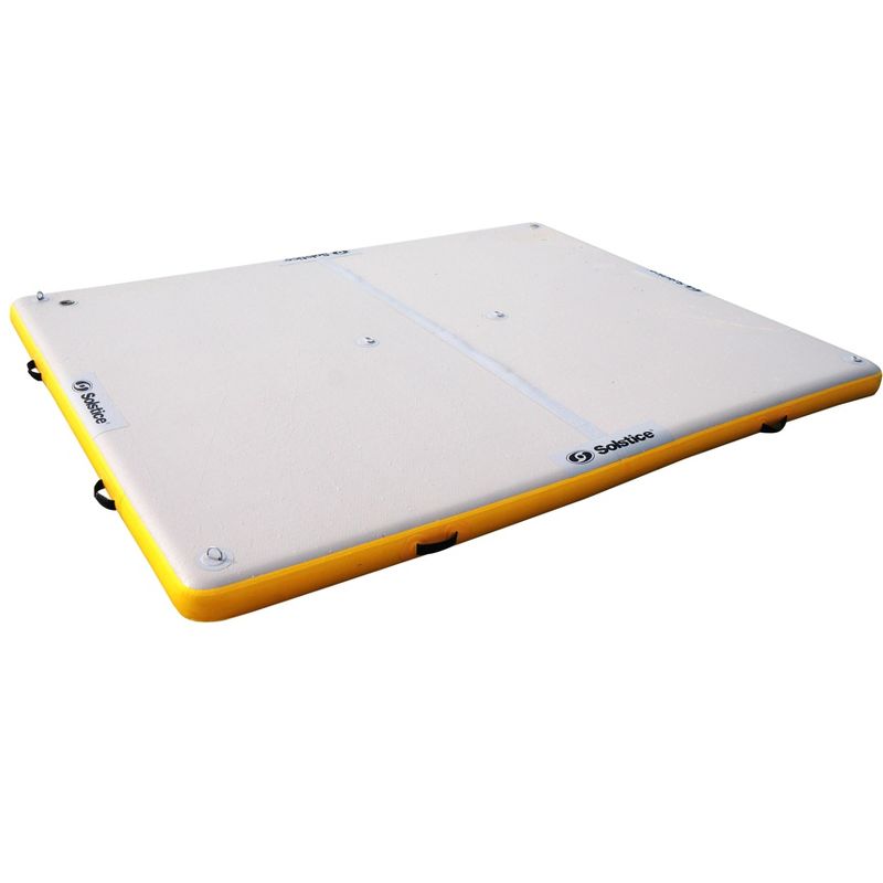 Swim Central 8-FT Inflatable White and Yellow Private Solstice Drop Stitch Lake Dock