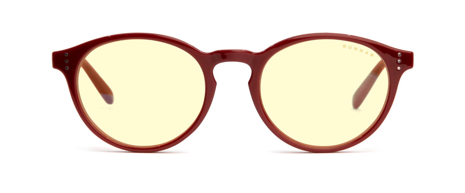 gaming glasses | blue light blocking glasses | attache/dark red by gunnar | 65% blue light protection, 100% uv light, antireflective to protect & reduce eye strain & dryness