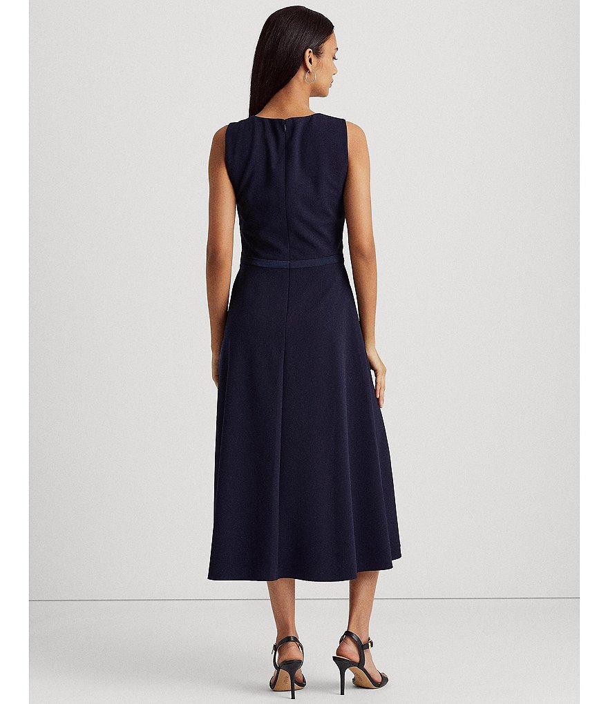 Vince Camuto Halter Bow Neck Sleeveless Midi Dress with Side Seam Pockets