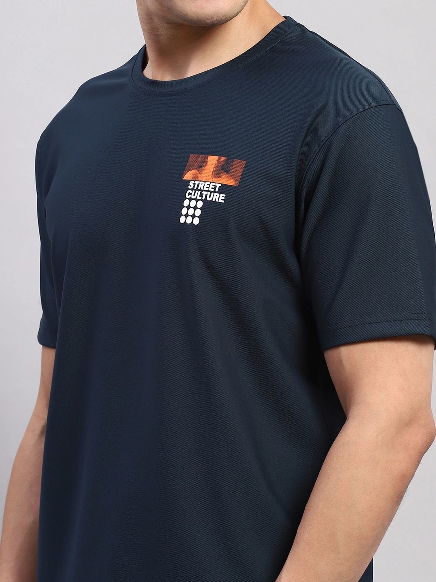 Rock.It Navy Regular Fit Printed T-Shirt