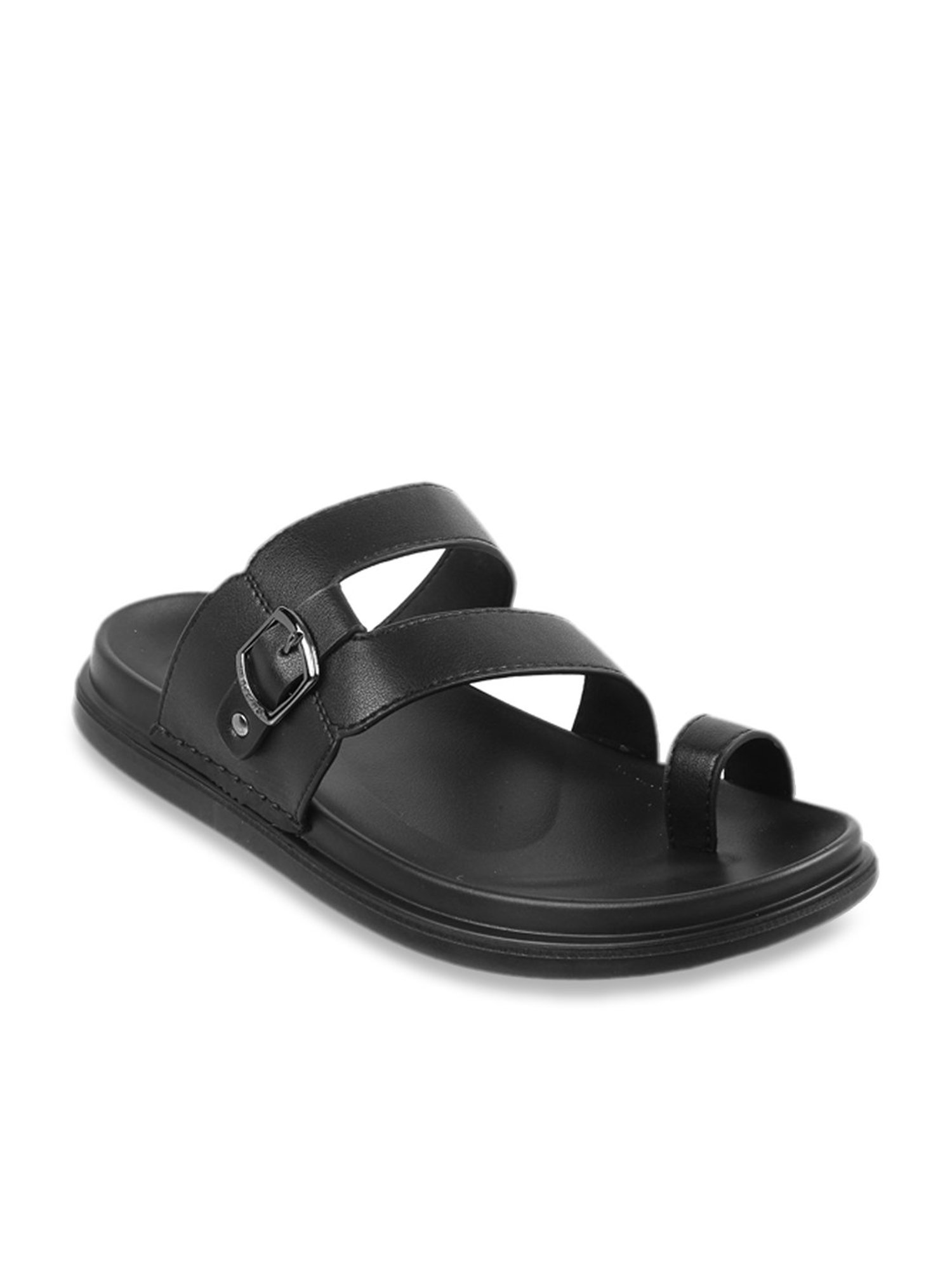 J. Fontini by Mochi Men's Black Toe Ring Sandals