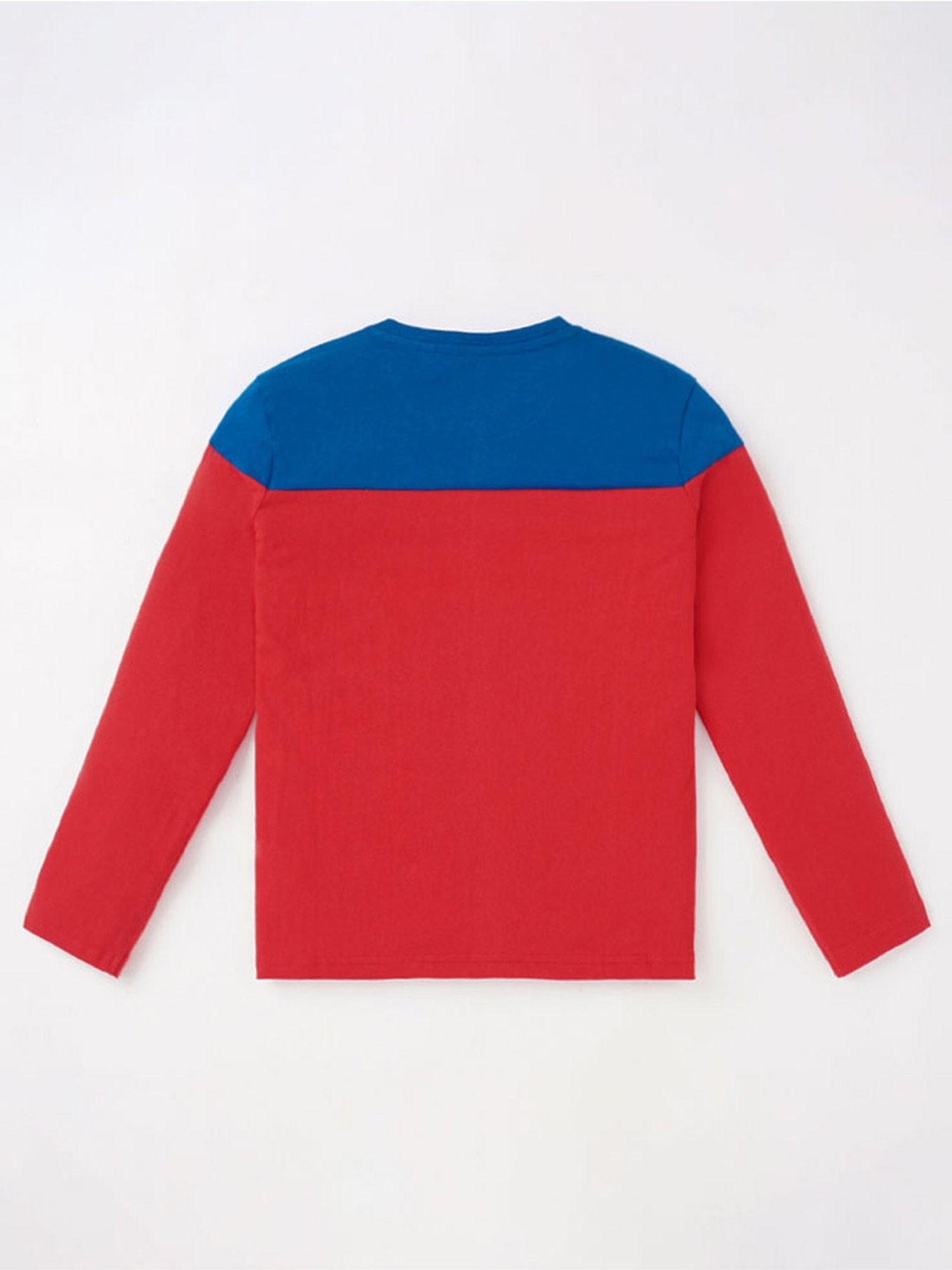 Edheads Kids Red & Blue Cotton Color Block Full Sleeves T-Shirt