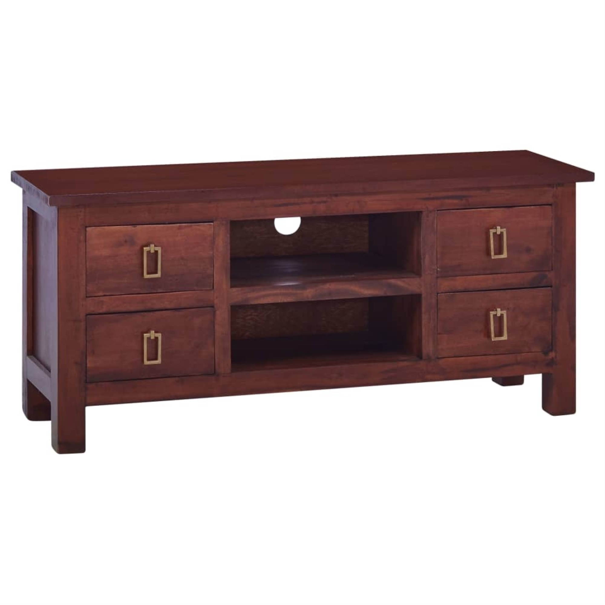 vidaXL Solid Mahogany Wood TV Cabinet Classical Brown TV Stand Unit Lowboard