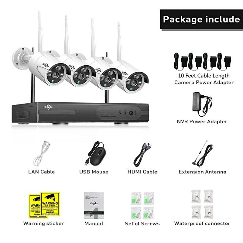 8CH Expandable, 2K]  3MP Wireless Security Camera System with One-Way Audio,4Pcs Outdoor/Indoor WiFi Surveillance Cameras with HD Video,Night Vision Weatherproof,Motion Detection, No Hard Drive