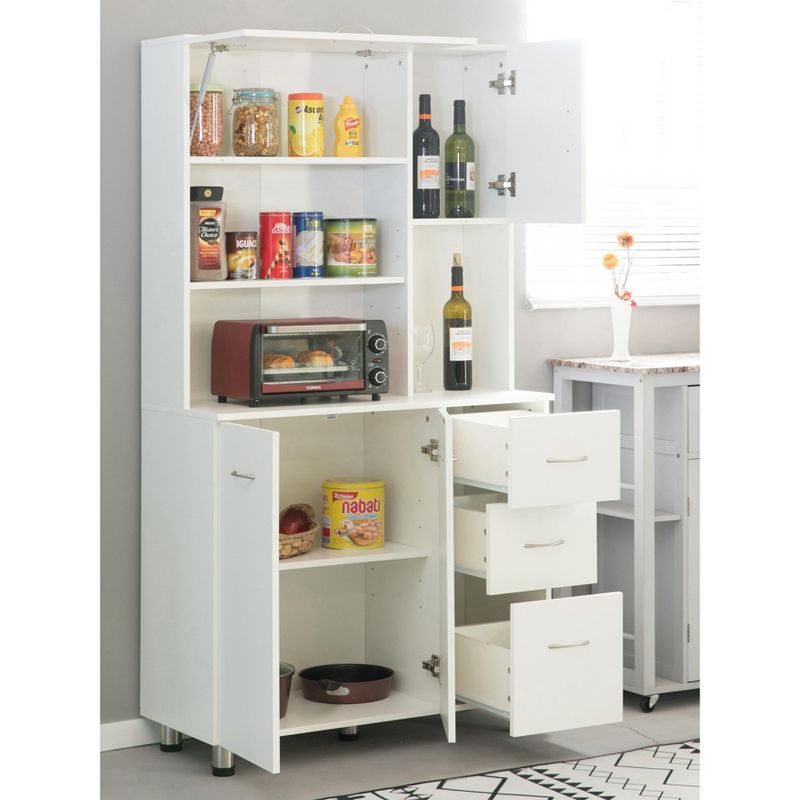 Basicwise Kitchen Pantry Storage Cabinetwith Doors and Shelves, White