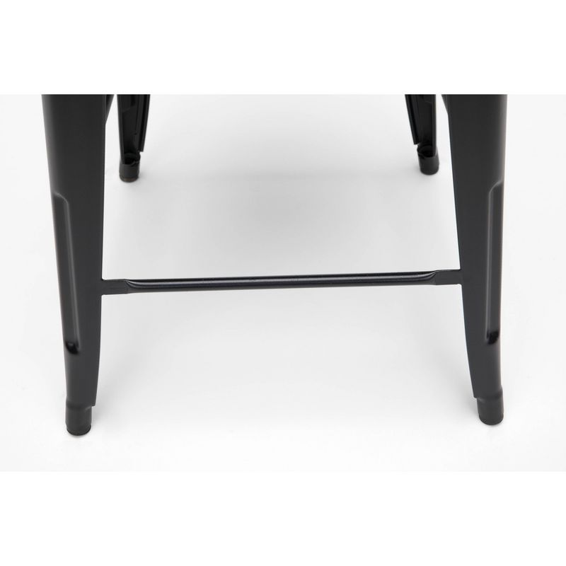 Set of 4 26" Industrial Modern High Back Galvanized Steel Indoor/Outdoor Counter Height Barstool Black - OFM