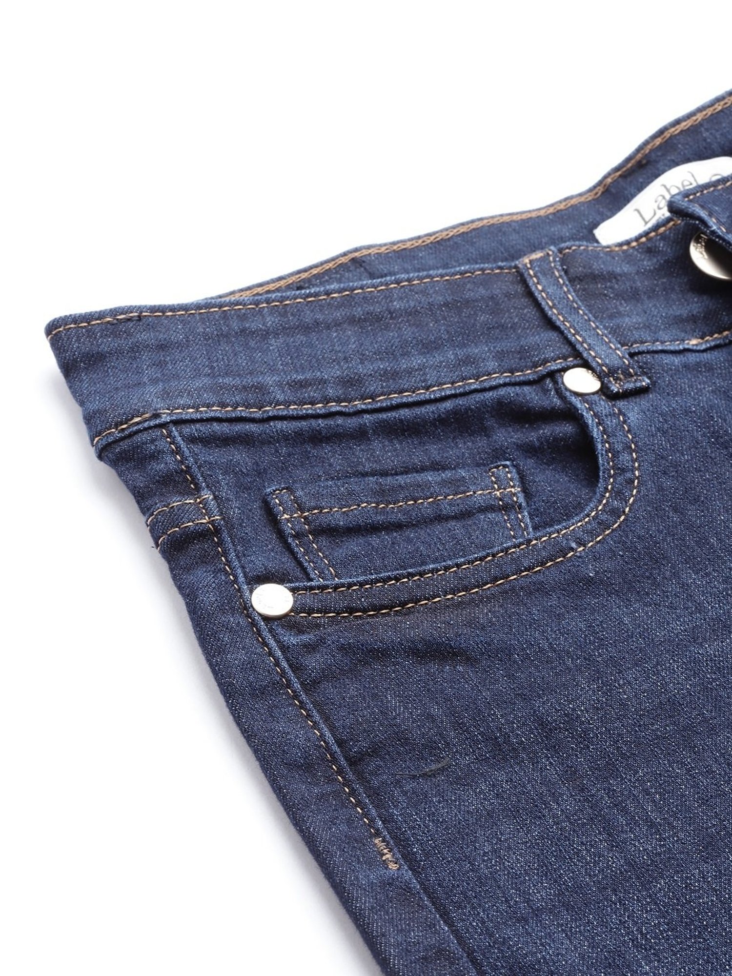 Label Ritu Kumar Indigo Mid Rise Solid Denim Jeans