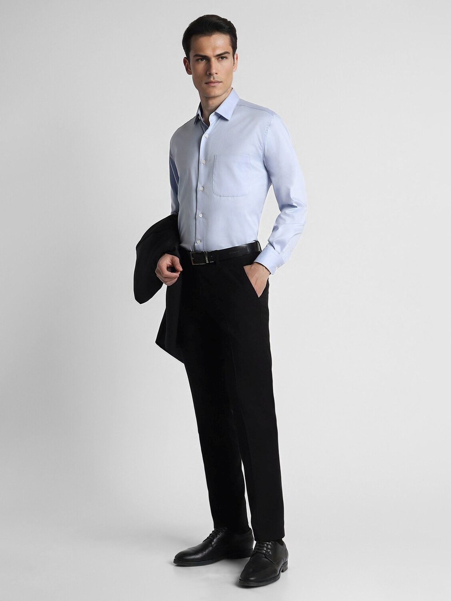 Peter England Black Slim Fit Trousers