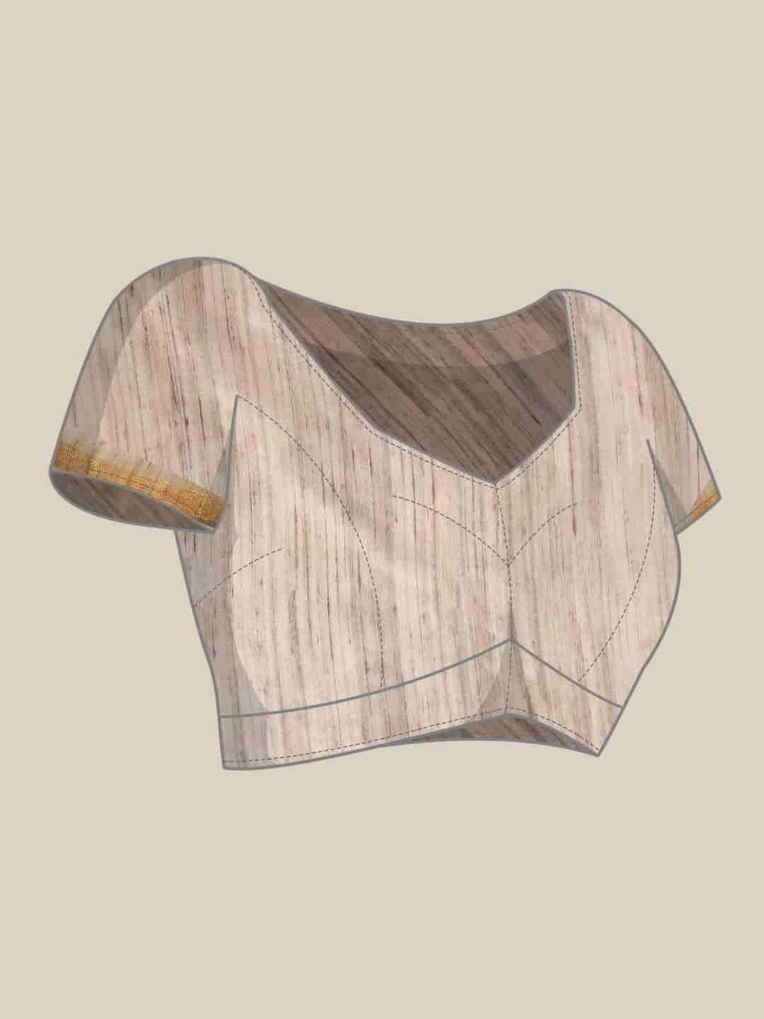 Silk Land Beige Printed Saree With Unstitched Blouse