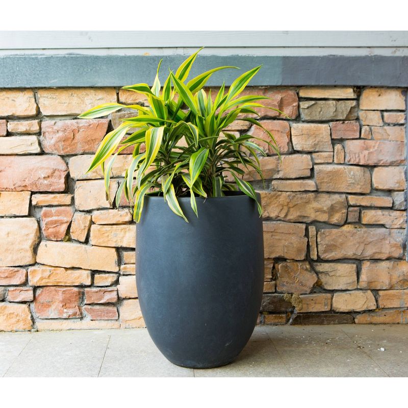 21.7" Kante Lightweight Outdoor Tall Concrete Planter Charcoal Black - Rosemead Home & Garden, Inc.