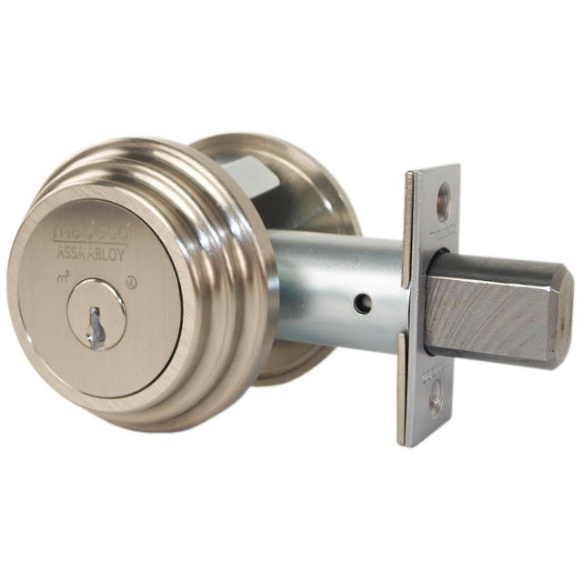 Medeco Maxum 11-R604-619-PA Satin Nickel US15 Grade 1 Single Cylinder Tubular Deadlock Deadbolt With 2-3/4" Backset And 1" Faceplate, High Securitytriot Biaxial Keyway