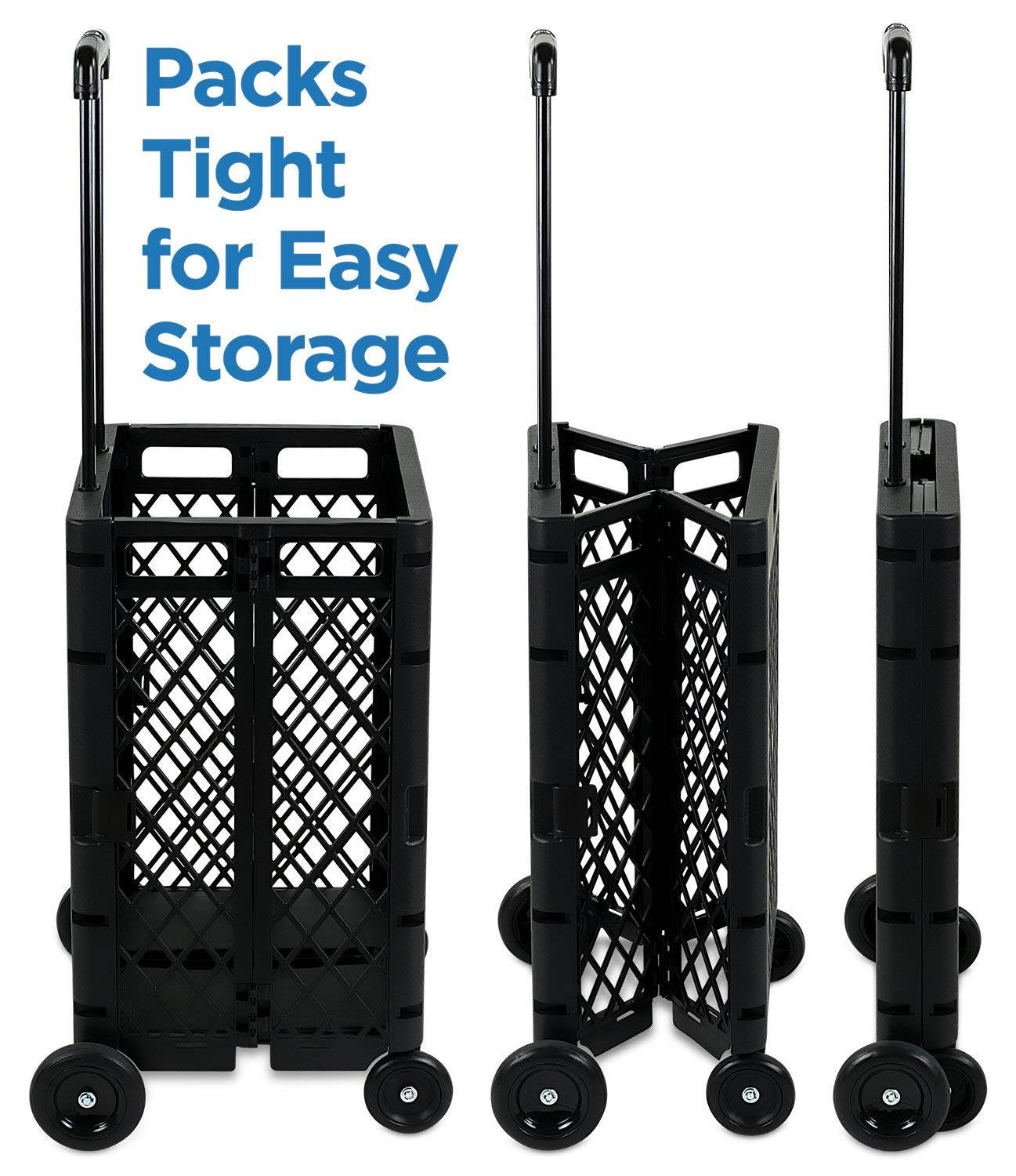 Mount-It! Mesh Rolling Utility Cart | Folding and Collapsible Hand Crate on Wheels | 55 Lbs Capacity