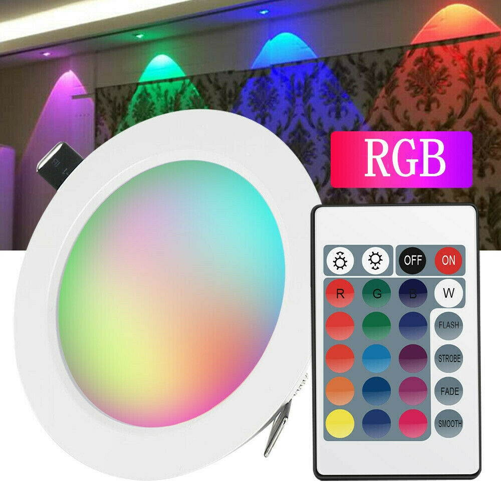 US 5W RGB LED Ceiling Fixtures Light Recessed Panel Downlight Spot Lamp + Remote