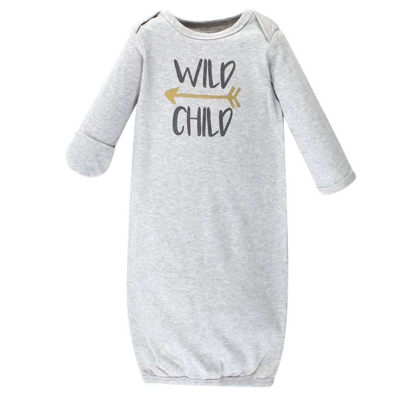 Luvable Friends Baby Boy Cotton Long-Sleeve Gowns 4pk, Bear, 0-6 Months