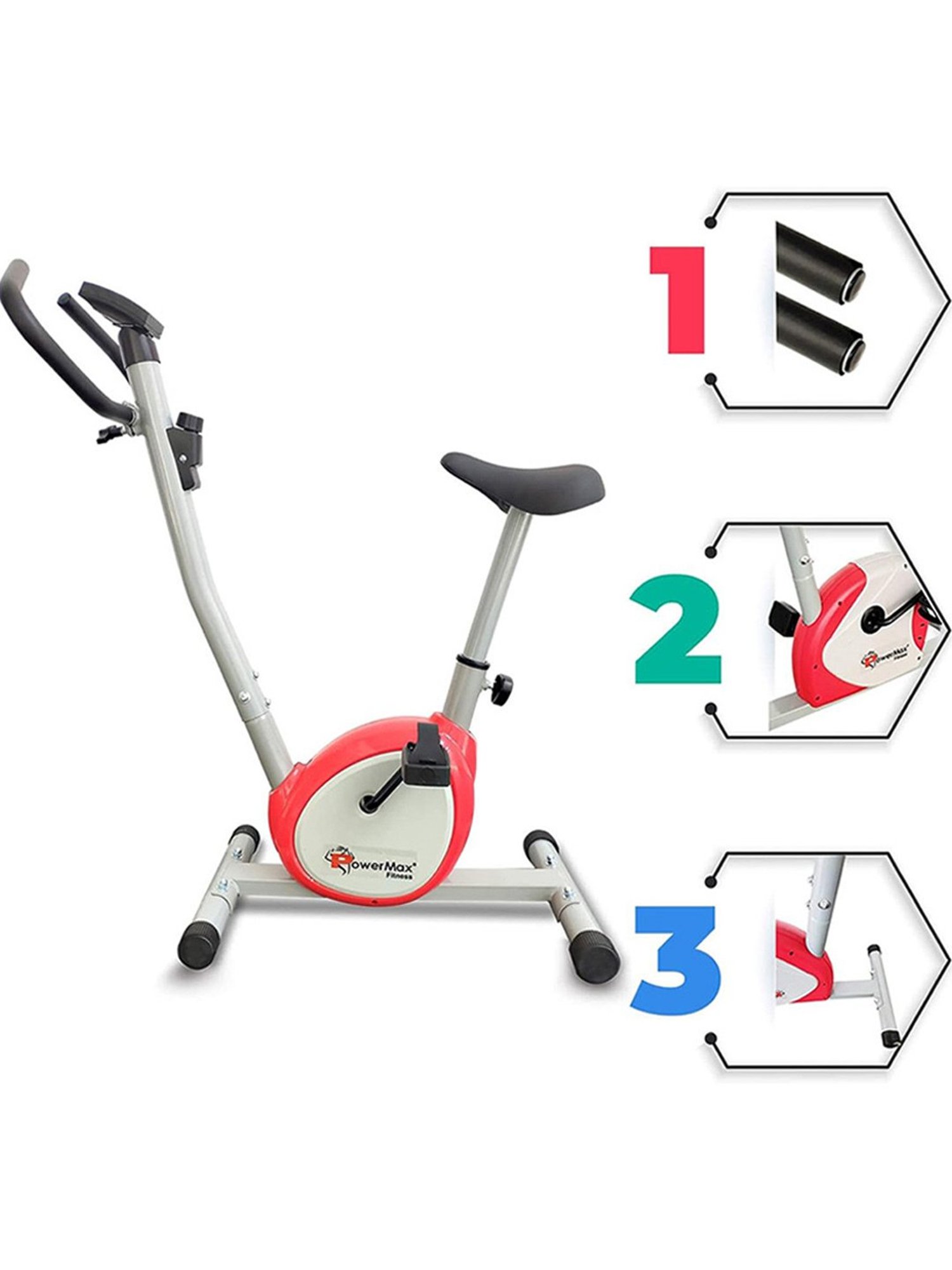 PowerMax Fitness BU-200-AL156 Upright Bike (Grey)