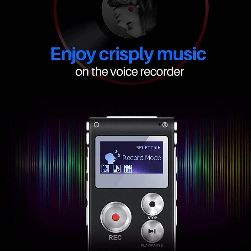 Voice Recorder  R01 Digital Voice Activated Recorder Sound Audio Dictaphone Double Sensitive Microphone Metal Body AB Repeat Mini Lecture Recorder
