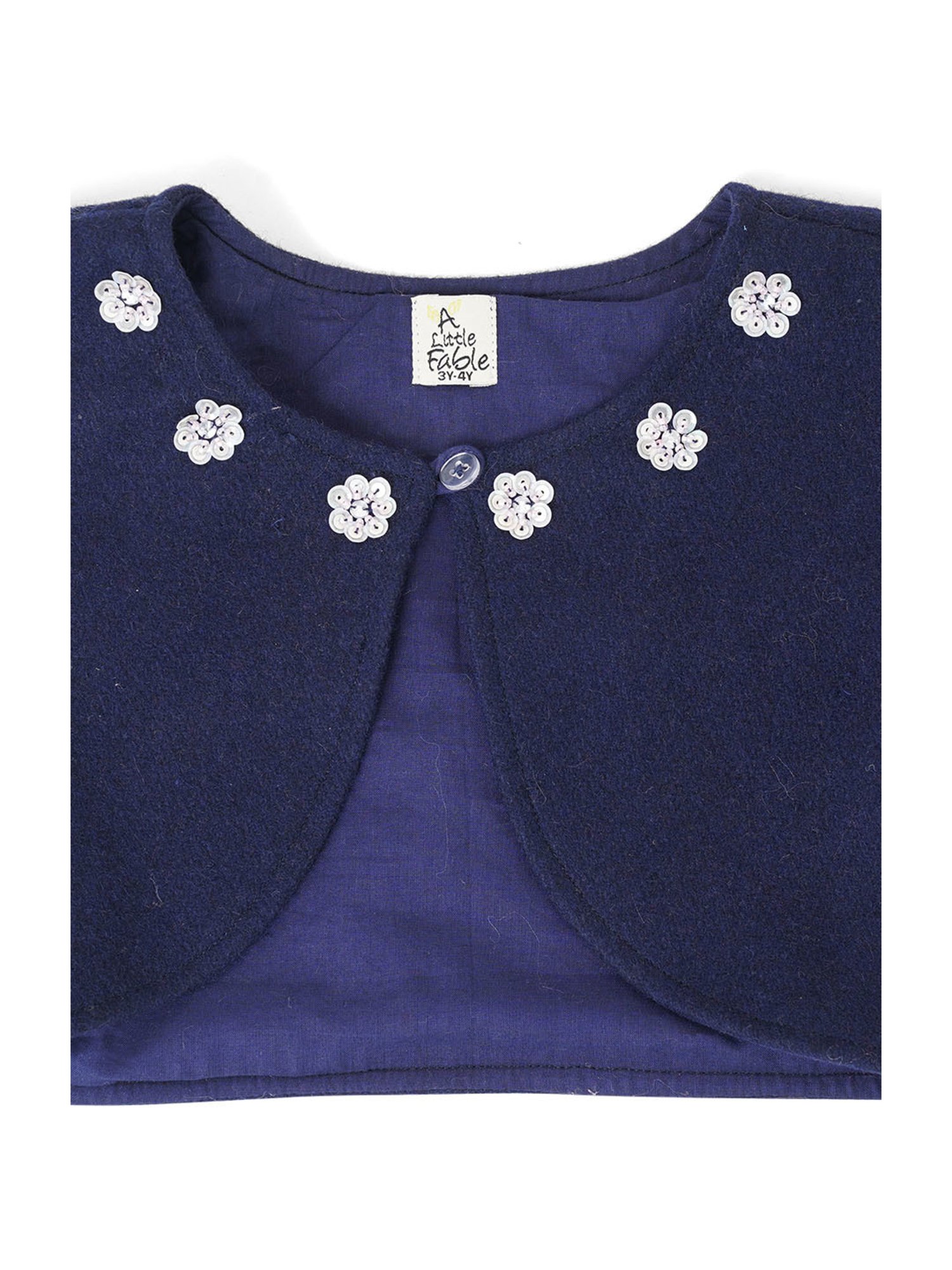 A Little Fable Kids Navy Applique Full Sleeves Shurg