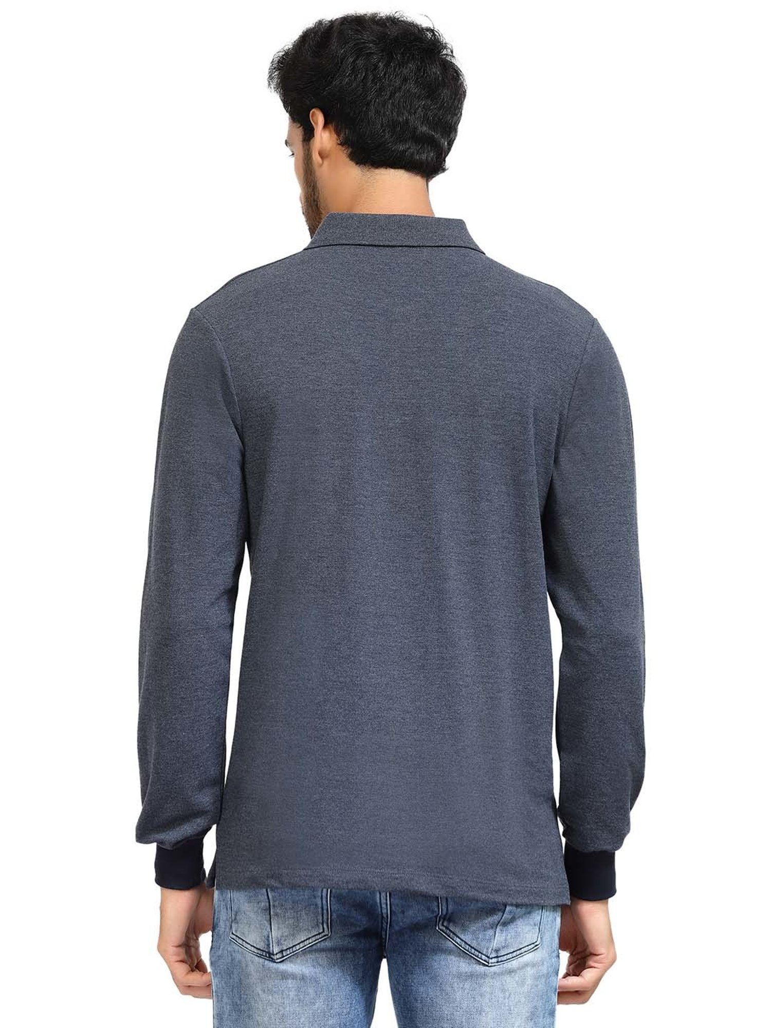 Kalt Dark Blue Melange Regular Fit Polo T-Shirt