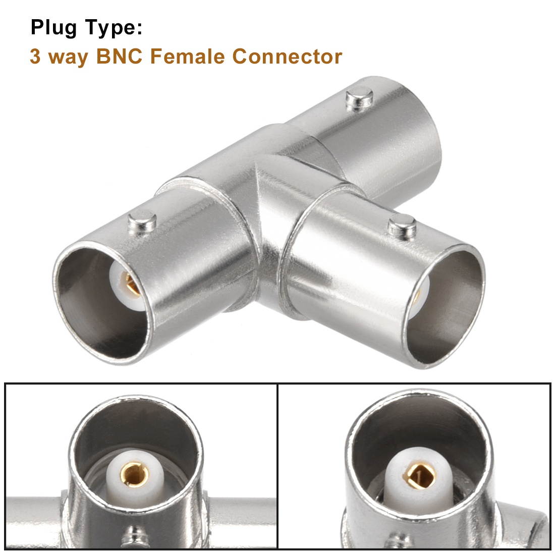 3 Ways BNC Female Coaxial Connectors with Brass Inner Core 5pcs