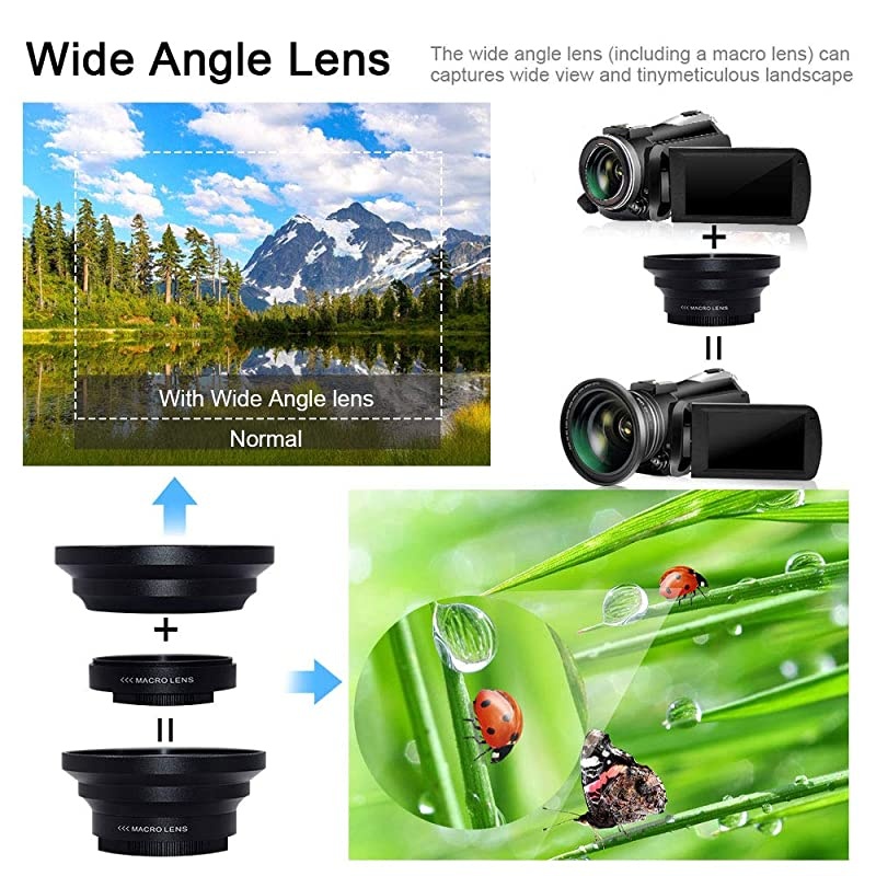 Video Camera,  4K Camcorder WiFi Ultra HD Vlogging Camera for YouTube, 3.1'' IPS Screen 30X Digital Zoom Night Vision Video Camera with Microphone, Wide Lens, 32GB Card, 2 Batteries