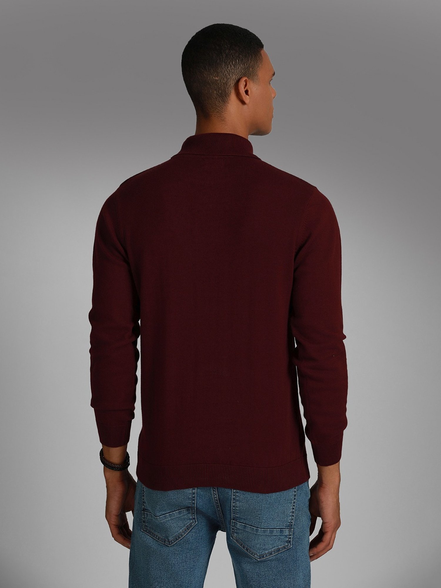 High Star Maroon Cotton Regular Fit Sweater