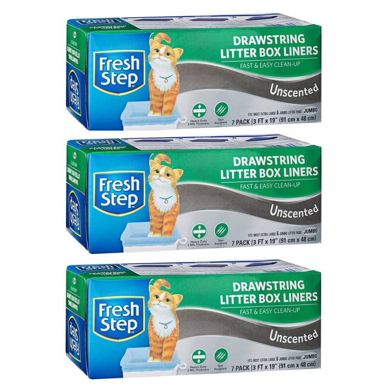 Fresh Step Cat Litter Box Liners Unscented Jumbo - 3pk