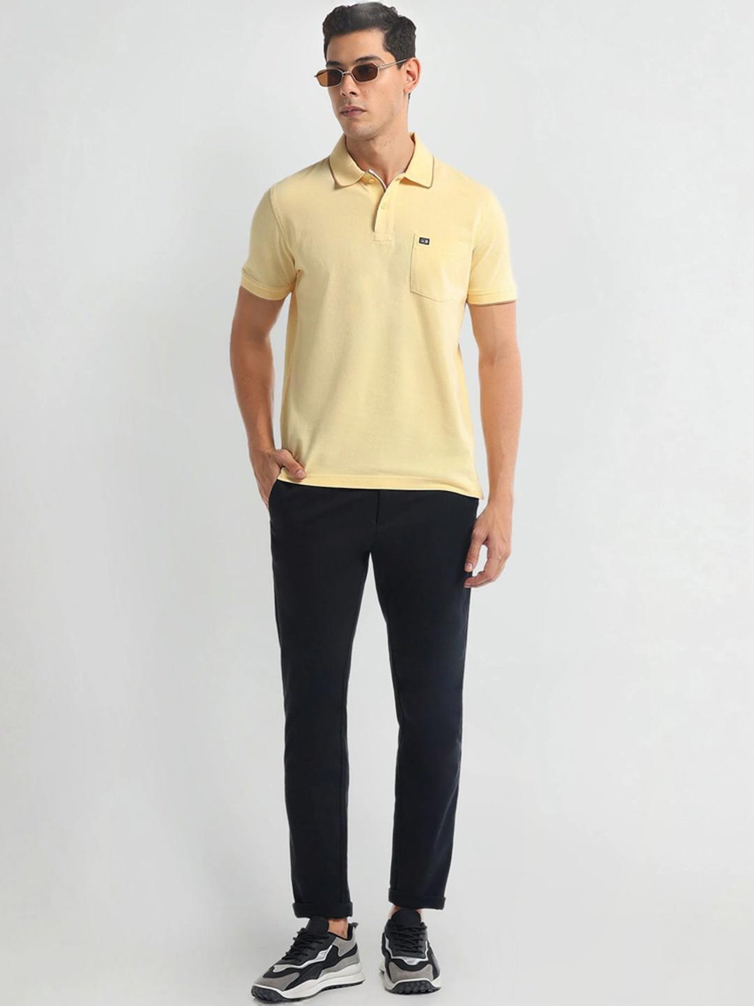 Arrow Sports Yellow Regular Fit Polo T-Shirt