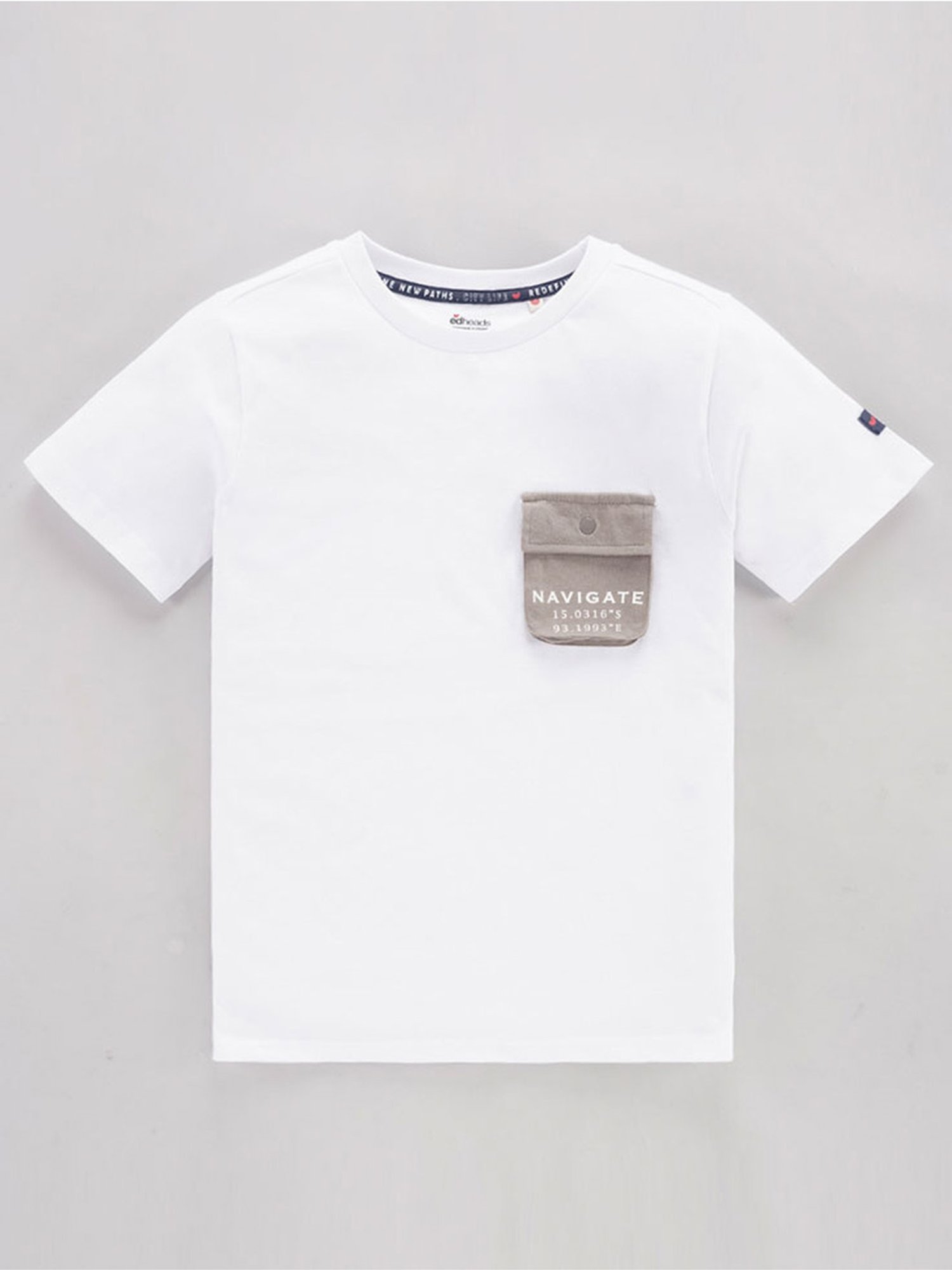Edheads Boys White Cotton Printed T-Shirt