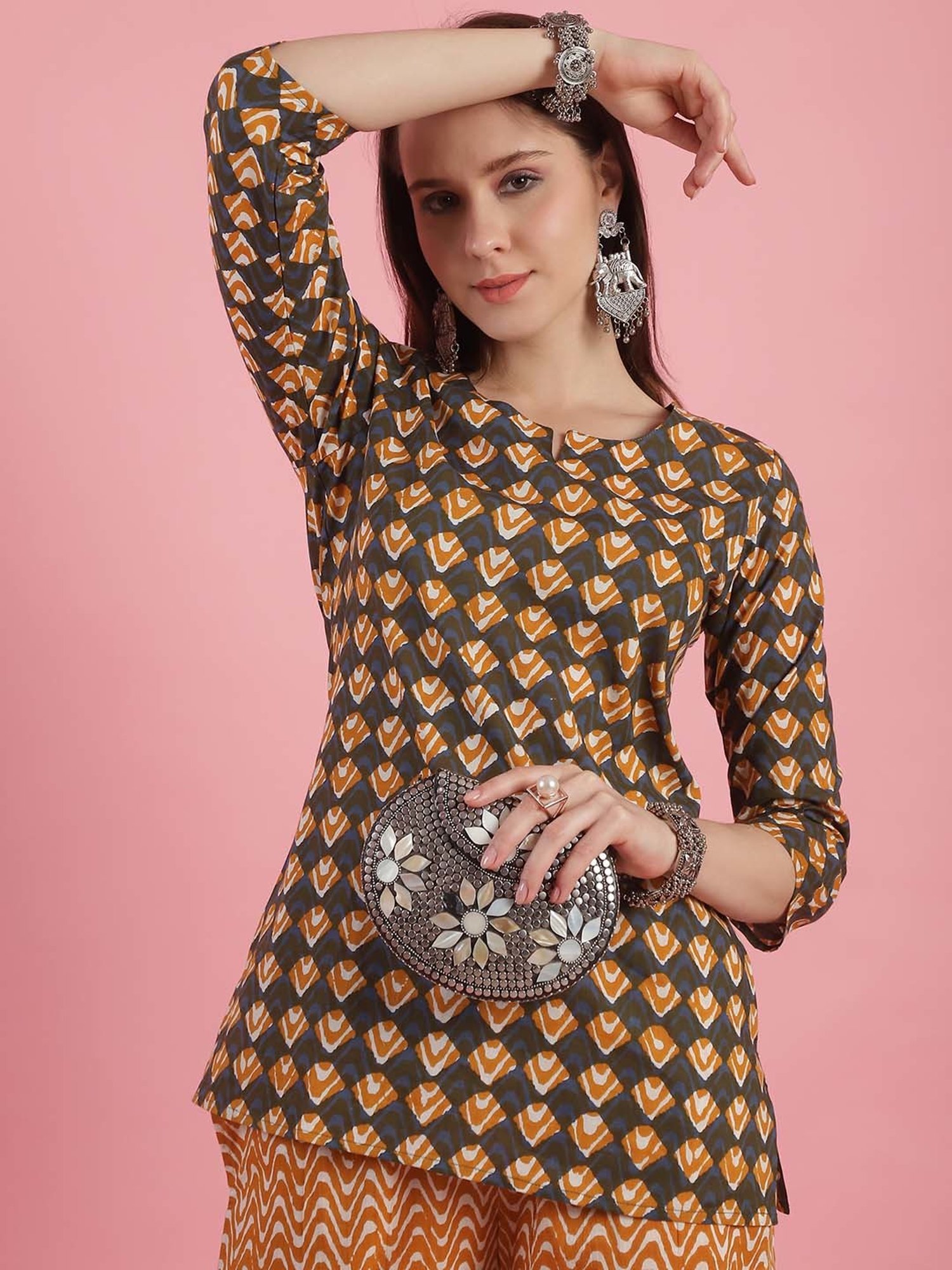 Prakrti Multicolored Cotton Printed Top Pant Set